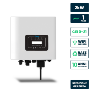V-TAC Inverter Fotovoltaico di Rete On-Grid Deye Monofase 2kW, Singolo MPPT, CEI 0-21, Schermo LCD, WiFi Incluso, Garanzia 10 Anni IP65