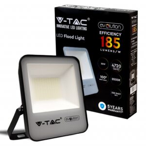 V-TAC PRO Faro LED Chip Samsung 30W 157LM/W Colore Nero 6400K IP65