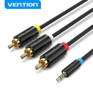 Cavo Vention da 2,5 mm Jack a 3 RCA - Connessione versatile - Compatibile con TV più vecchie - Nero