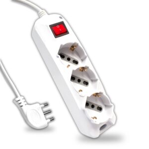 V-TAC Multipresa con Cavo 1,5m 3 Prese 10/16A 2P T Bipasso  Schuko Interruttore Luminoso Spina 16A 2P+T Colore Bianco