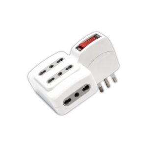 V-TAC Adattatore Multipresa con 2 Prese Laterali 10/16A 2P+T Bipasso e 2 Frontali 10/16A 2P+T Bipasso con Interruttore Luminoso Spina 10A 2P+T Colore Bianco