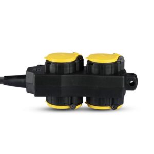V-TAC Multipresa con Cavo 3m 4 Prese 16A con Copertura Colore Nero Giallo IP44