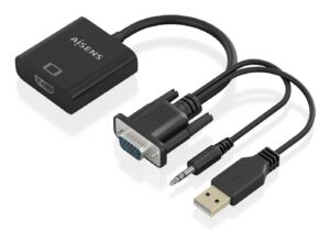 AISENS A115-0872 cavo e adattatore video 0,2 m HDMI tipo A (Standard) VGA (D-Sub) + 3.5mm + USB Type-A Nero
