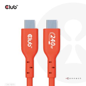 Club3D Usb2 Type-C Bi-Directional Cable, Data 480Mb, Pd 240W(48V/5A) Epr M/M 2M/6.56Ft