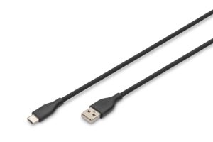 Cavo Ricarica Guaina Silicone Usb-A / Usb-C 1M, Usb 2.0, 60W, Nero