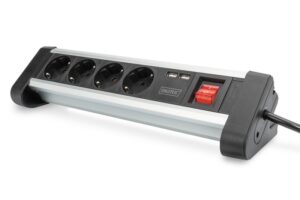 Multipresa Da Tavolo 4 Prese Schuko, 2 Prese Usb, Interruttore E Spina Tedesca