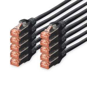 Confezione 10 Cavi Cat 6 Schermati S/Ftp Mt 0,25 Colore Nero Digitus