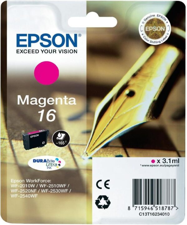 Epson Cart Ink Magenta Per Wf-2510Wf, Wf-2520Nf, Wf-2530Wf Wf-2540Wf Serie 16 Penna E Cruciverba
