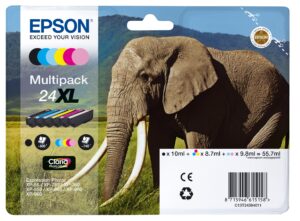 Epson Elephant Multipack 6 colori 24XL Inchiostri Claria Photo HD