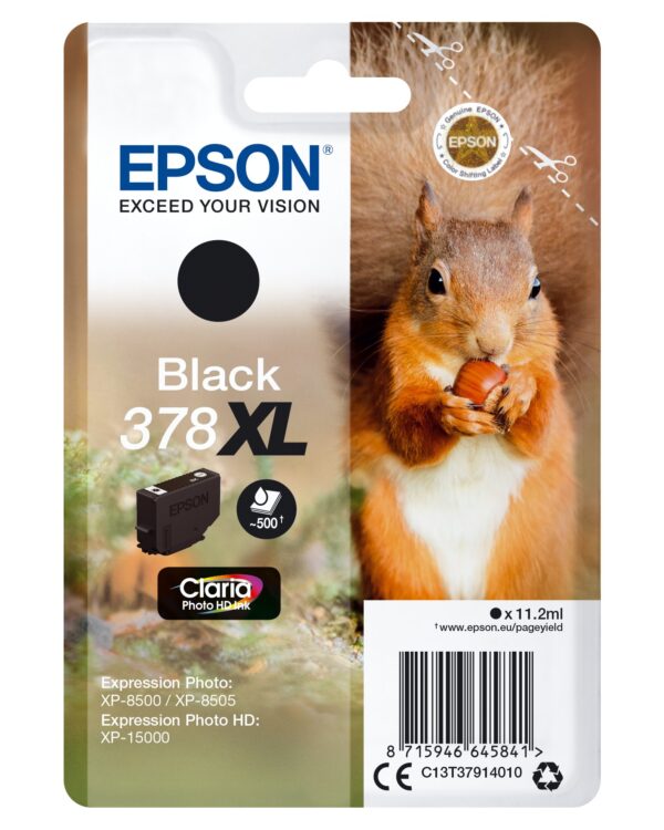 Epson Squirrel Confezione singola Nero 378XL Inchiostri Claria Photo HD