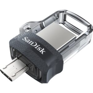SanDisk Ultra Dual m3.0 unità flash USB 256 GB USB Type-A / Micro-USB 3.2 Gen 1 (3.1 Gen 1) Nero, Argento, Trasparente