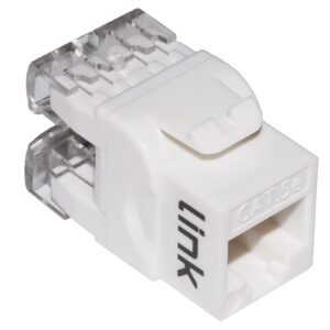 Presa Rete Keystone Jack Rj45 Categoria 5E Utp Colore Bianco 180° Contatti Dorati 50 Micron