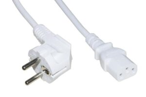 Cavo Alimentazione Mt. 1.80 Spina Tedesca 90 Gradi 250 V - Presa Iec Vde Bianco