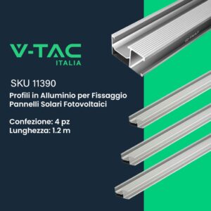 V-TAC Italia Kit Struttura in Alluminio per montaggio 6 Pannelli Fotovoltaici 35mm per installazione su Tetto Piano con Inclinazione Variabile