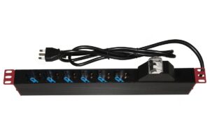 Multipresa Alimentazione Per Rack 19 Con 6 Prese Universali Tripolari/Schuko Magnetotermica Con Staffe Colore Rosso