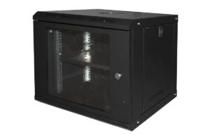 Armadio Rack 19 9U Link Serie Light Colore Nero Con Porta Vetro (Axpxl) Mm 450X400X530 Ripiano Incluso