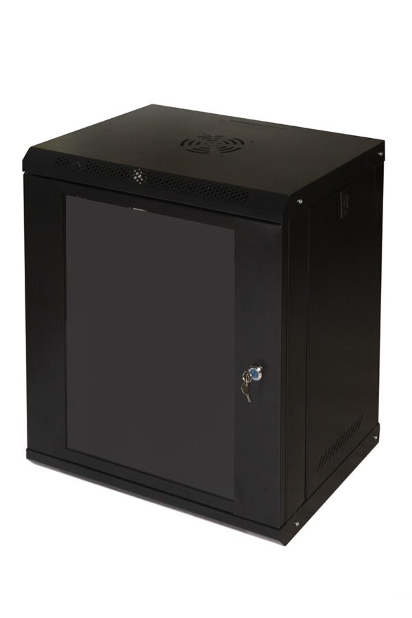 Armadio Rack 19 12U Link Serie Light Colore Nero Con Porta Vetro (Axpxl) Mm 600X400X530 Ripiano Incluso
