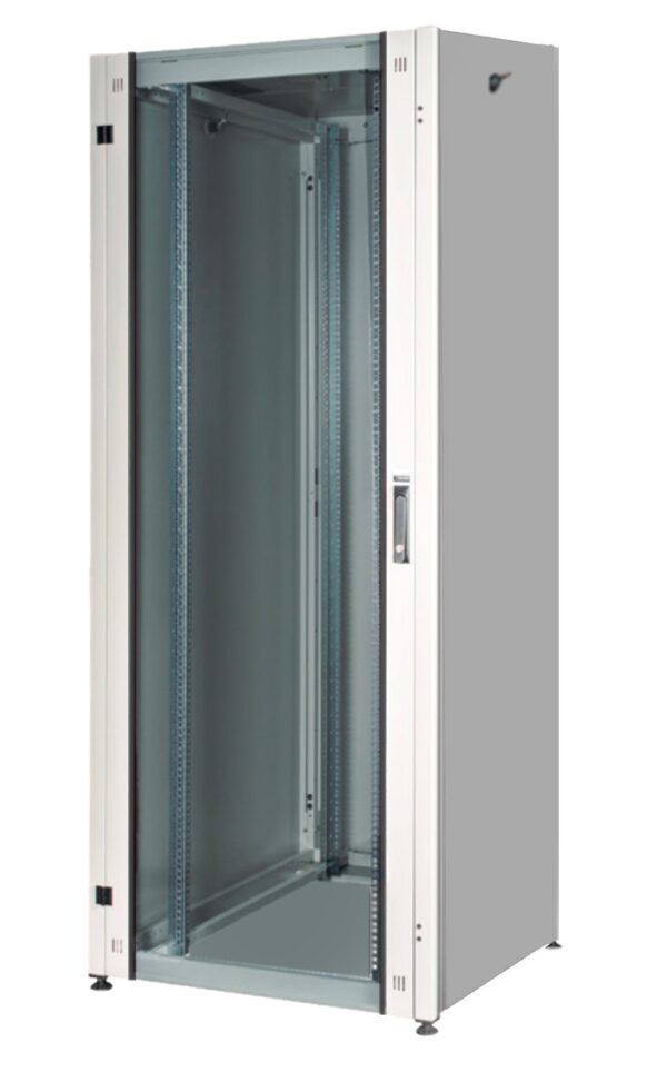 Armadio Rack Per Reti 19" 42U (A)2002, (L)600, (P)1000, Colore Grigio Porta A Vetro Serie Eavi