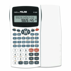 Calcolatrice scientifica Milan M240 10+2 cifre - Display a 2 righe - 240 funzioni integrate di cui 124 scientifiche - Custodia protettiva - Bianco
