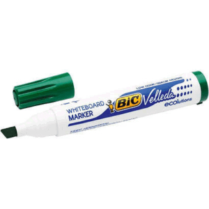 Pennarelli per lavagna bianca Bic Velleda 1751 ECOlutions - Punta a scalpello - Tratto da 3 mm a 5,5 mm - Inchiostro a base di alcol - Ecologici - Cancellabilità ottimale - Verde