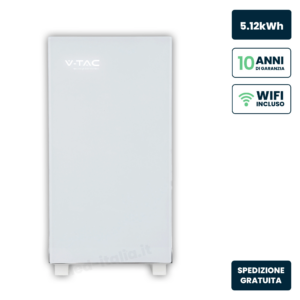 Batteria Di Accumulo 5.12Kwh Lifepo4 Bms Integrato Per Inverter Fotovoltaici 51.2V 100Ah Schermo Touch Design Bianco Effetto Vetro Lucido Garanzia 10 Anni