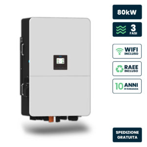 Inverter Fotovoltaico Alta Tensione Deye Trifase Ibrido On-Grid/Off-Grid 80Kw, 6 Mppt, Schermo Lcd Touch, Wifi E Ta Inclusi, Garanzia 10 Anni Ip65
