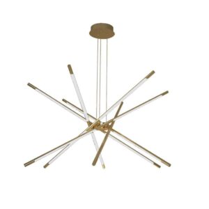 V-TAC Lampadario LED a Sospensione con 12 luci tabular 42W in Metallo Colore Oro Dimmerabile 85*31*120cm 3000K