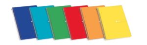 Enri Plus Quaderno a spirale formato quarto a righe 3mm - 80 fogli da 60gr con margine - Copertina morbida - Colori assortiti