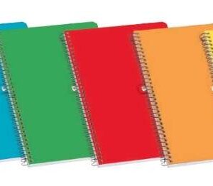 Enri Plus Quaderno Spirale Formato Quarto 1 Riga - 80 Fogli 60gr con Margine - Copertina Rigida - Colori Assortiti