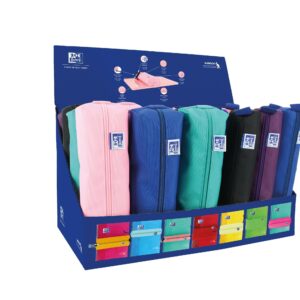 Oxford Kangoo Teens Espositore da 24 Astucci (12 rettangolari medi, 12 rotondi piccoli) - Elastico da attaccare al taccuino - Colori assortiti