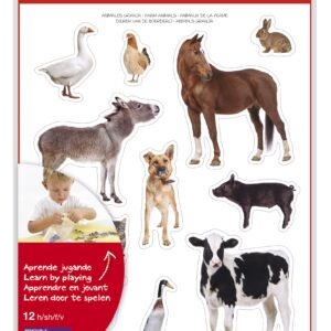 Apli Adesivi Realistici a Tema Animali della Fattoria - 144 Stickers su 12 Fogli - Adesivo Removibile - Ideale per Sviluppare le Capacità Motorie - Adesivo a Base Acqua - Senza Solventi - Ampio Assortimento Tematico