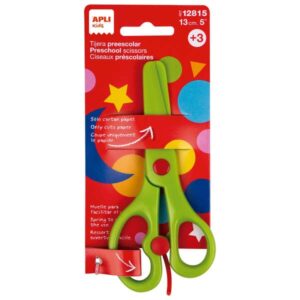 Forbici ergonomiche per bambini in età prescolare Apli Kids 13 cm - Molla per una facile apertura - Lame in plastica - Punta arrotondata - Ideali per bambini dai 3 anni in su - Verde