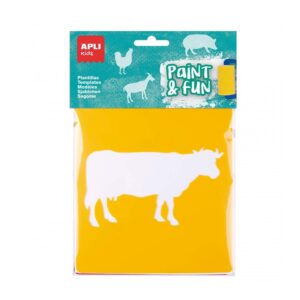 Apli Kids Confezione da 6 Stencil Animali Fattoria - 8 Forme Animali - Polipropilene Flessibile - Lavabili - Colori Assortiti