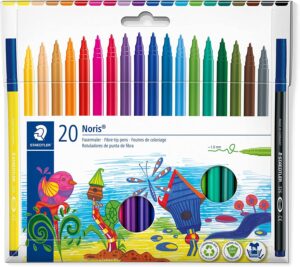 Staedtler 326 Confezione da 20 pennarelli con punta in fibra - Corsa 1,0 mm circa - Resistente alla pressione - Inchiostro a base acqua anti-essiccazione - Colori assortiti