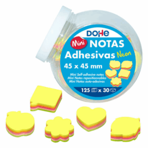 Dohe Display da 30 Mini Blocchi da 125 Post-it - Dimensioni 45x45 mm - Forme assortite - Colori neon assortiti