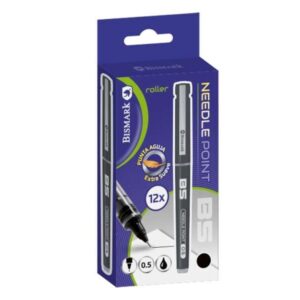 Penna a sfera con inchiostro liquido Bismark, punta ad ago, scrittura fluida, alta precisione, colore nero