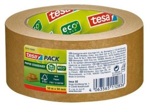 Nastro adesivo di carta standard Tesa Tesapack Paper 50mmx50m - Realizzato con materiali biodegradabili al 56% - Carta proveniente da foreste certificate FSCTM - Colore marrone