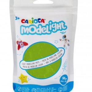 Confezione di pasta modellabile super leggera Carioca Modelight - Elastica e malleabile - Asciuga all'aria - Non sporca le mani - Riutilizzabile con acqua - Verde