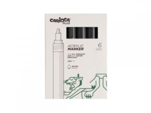 Carioca Plus Confezione da 6 pennarelli acrilici - Punta da 2 mm - Colore nero