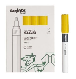 Carioca Plus Confezione da 6 pennarelli acrilici - Punta da 2 mm - Colore giallo