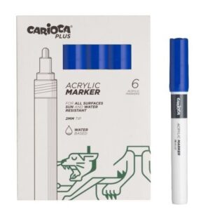 Carioca Plus Confezione da 6 pennarelli acrilici - Punta da 2 mm - Colore blu