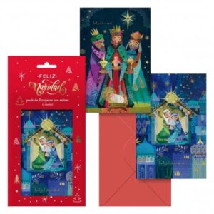 Dohe Nativity Confezione da 8 biglietti di auguri natalizi con busta - 2 modelli diversi - Dimensioni 12,2x23,5 cm - Carta offset - Stampati a colori