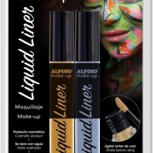 Alpino Makeup Liquid Liner Pack con 2 flaconi di trucco liquido con applicatore - Si lava via con acqua - Dermatologicamente testato - Colori oro e argento