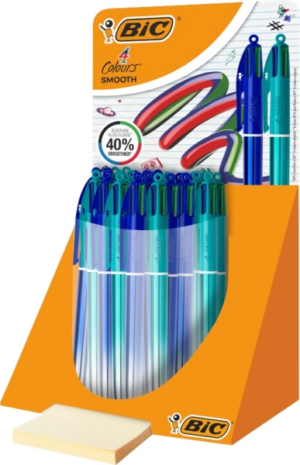 Bic 4 Colors Smooth Gradient - Confezione da 30 penne a sfera a scatto - Punta media da 1,0 mm - Scrittura più fluida del 40% - 4 colori