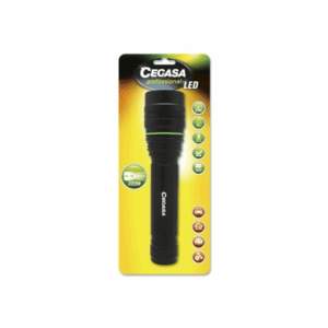 Torcia LED professionale Cegasa 2000lm - Misure 24 x 5,5 cm - Realizzata in alluminio - 3 posizioni - Funziona con 9 batterie AA (non incluse)