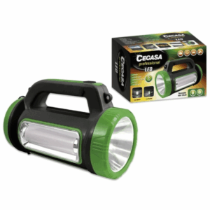 Torcia LED multifunzione professionale Cegasa - 5 modalità di illuminazione - Batteria da 1800 mAh - Alimentata tramite energia solare e USB - Nero/Verde