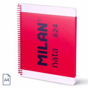Quaderno a spirale Milan Nata 624 formato A4 a righe 7 mm - 80 fogli da 95 g/m2 - Microperforato, 4 fori - Colore rosa