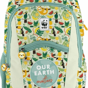 Zaino scolastico Dohe WWF Tropic - Scomparto principale con tasca imbottita - Tasche laterali per bevande - Schienale imbottito - Doppia maniglia superiore - Realizzato in poliestere - Misure 31,5x40x11 cm