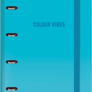 Dohe Colour Vibes - Raccoglitore ad anelli a 4 anelli misti, 35 mm, ricarica 100 fogli, griglia 5 mm - Formato A4 - Chiusura elastica - Include 4 divisori e busta in polipropilene - Colore ciano blu