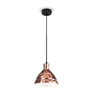 V-TAC Lampadario LED a Cono in Metallo con Portalampada E27 (Max 60W) Colore Oro Rosa a Specchio d: 300mm